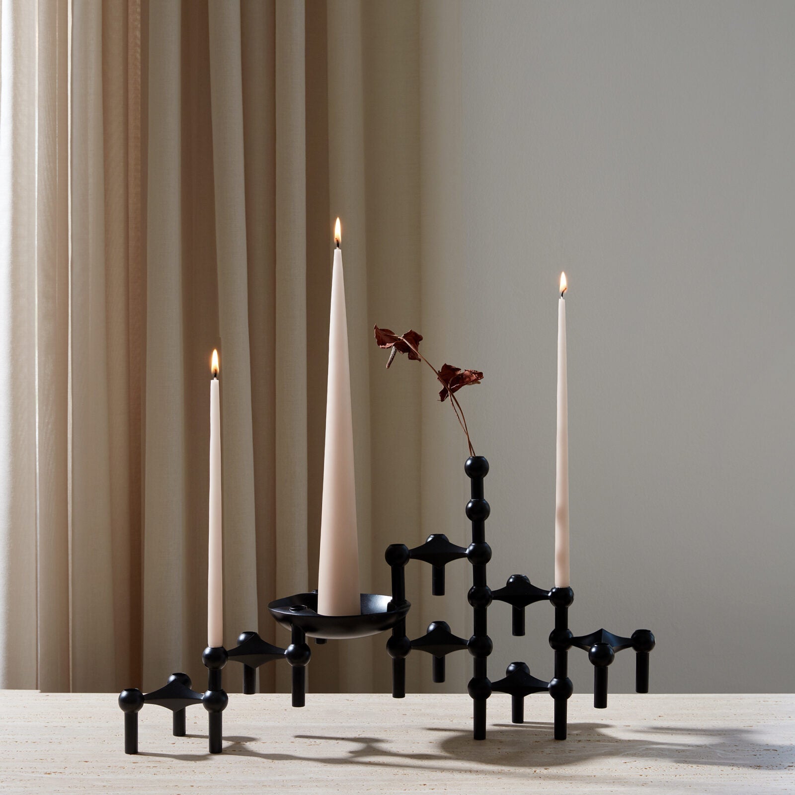 Bougeoir - Noir mat - Stoff nagel - Design Contemporain - Maison Caldeira