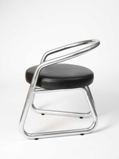Chaise consul - Acier galvanisé et cuir noir - Axel Chay - Design Contemporain - Maison Caldeira