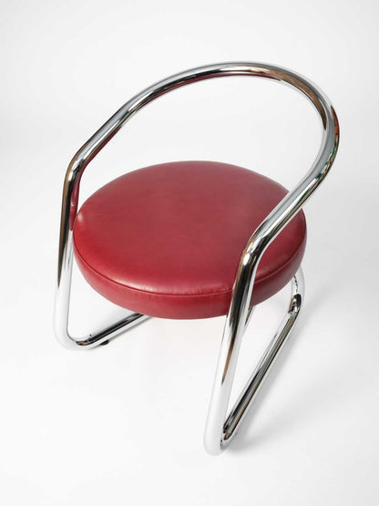 Chaise consul - Cuir rouge et Chrome - Axel Chay - Design Contemporain - Maison Caldeira