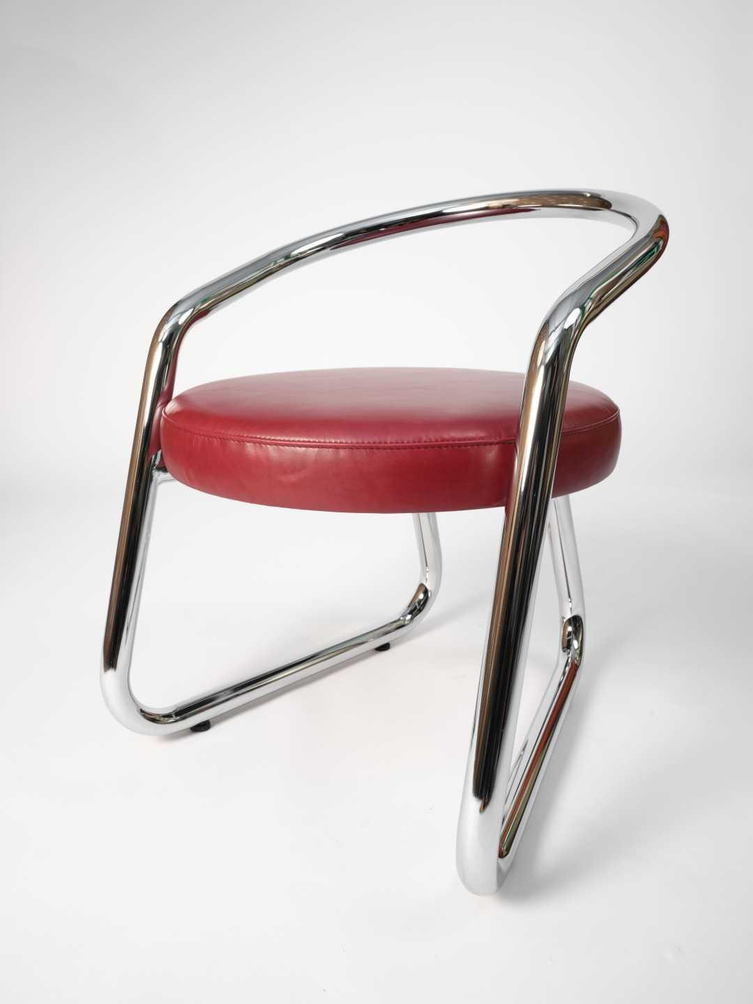 Chaise consul - Cuir rouge et Chrome - Axel Chay - Design Contemporain - Maison Caldeira