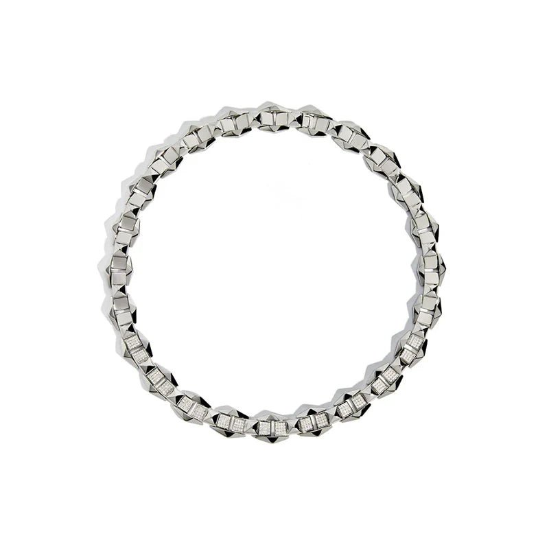 Collier Rockaway - 1 rang de diamants/argent - Statement - Design Contemporain - Maison Caldeira