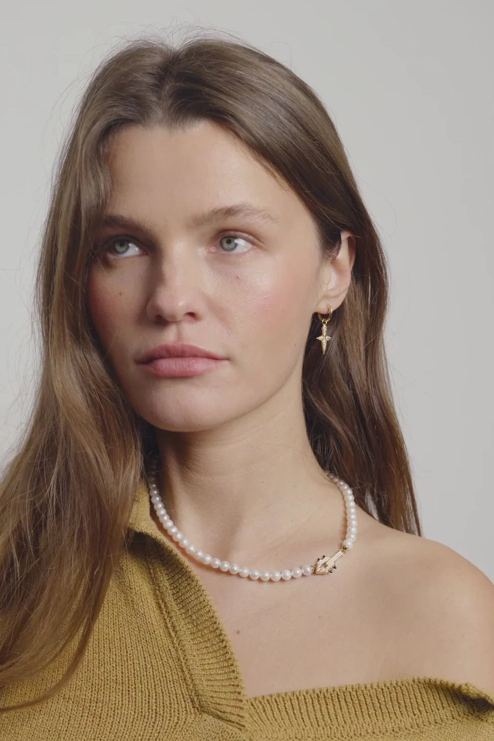Collier Spike Or Jaune, Perles & Diamants - Maison Caldeira