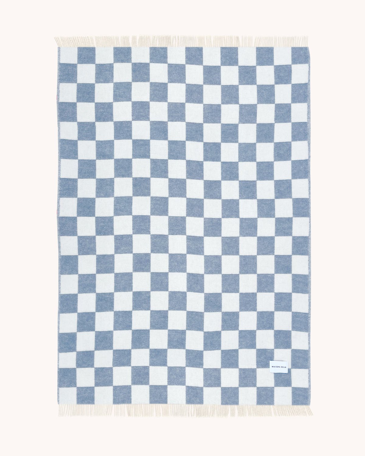 Couverture Damier Denim Blanc - Maison Caldeira