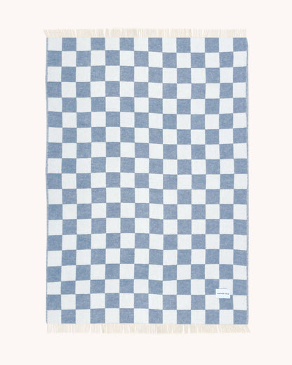 Couverture Damier Denim Blanc - Maison Caldeira