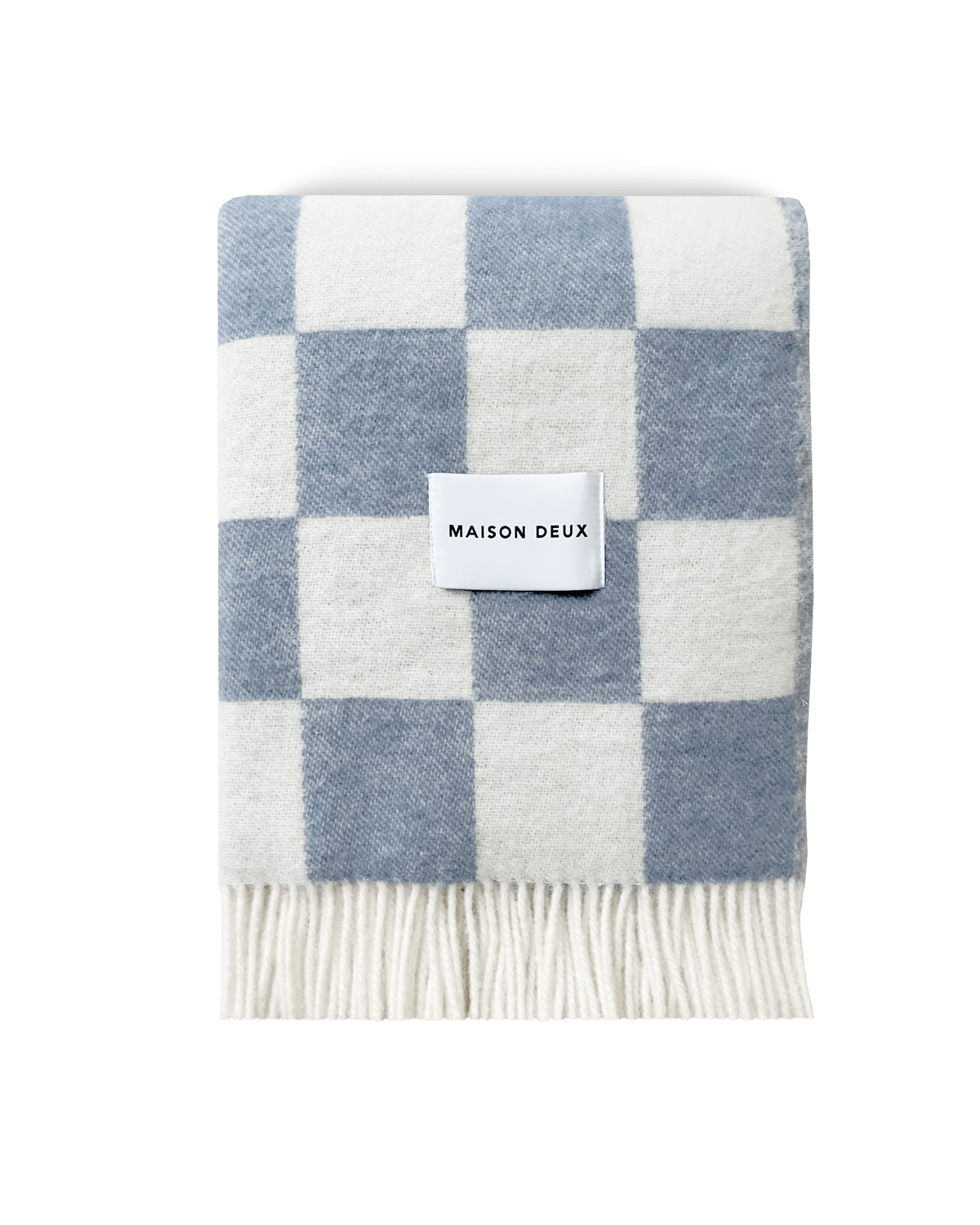 Couverture Damier Denim Blanc - Maison Caldeira