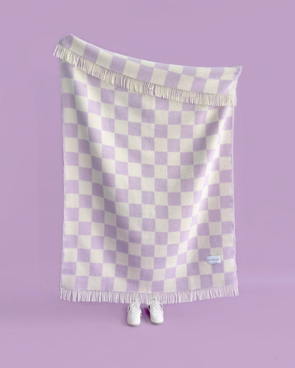 Couverture Damier Lilas Blanc - Maison Caldeira