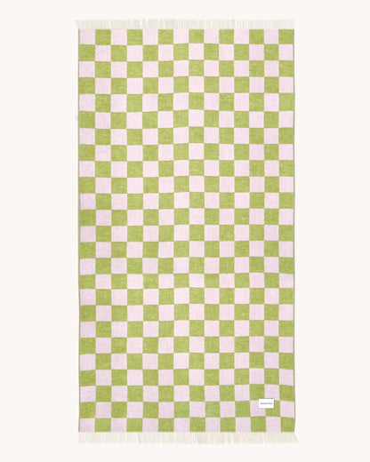 Couverture Damier XL Kiwi/Rose par Maison Deux - Caldeira