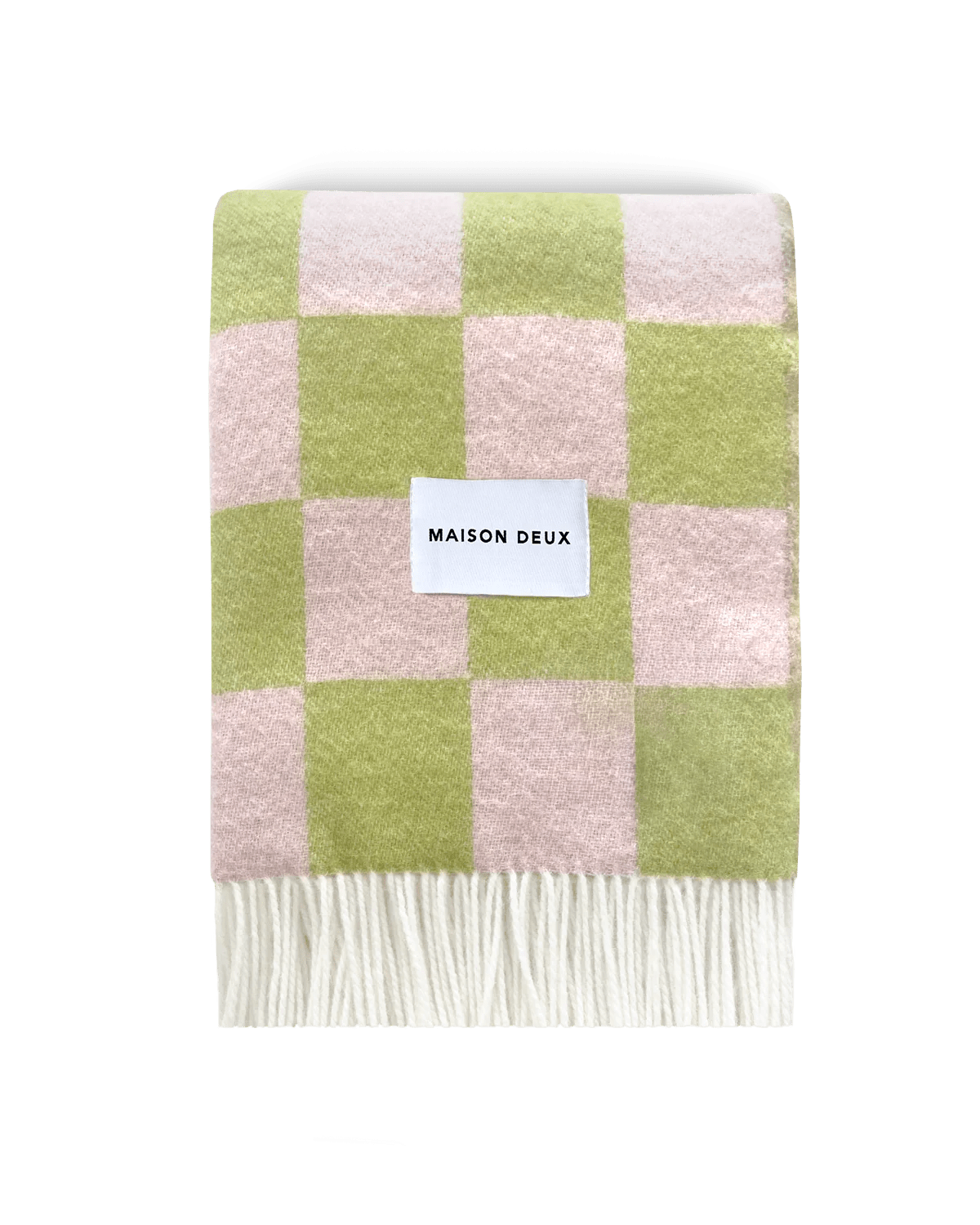 Couverture Damier XL Kiwi/Rose par Maison Deux - Caldeira