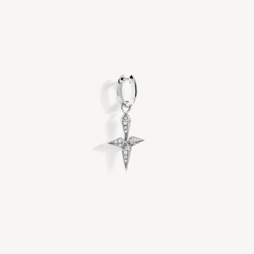 Créole Rockaway croix - Argent & diamants - Maison Caldeira