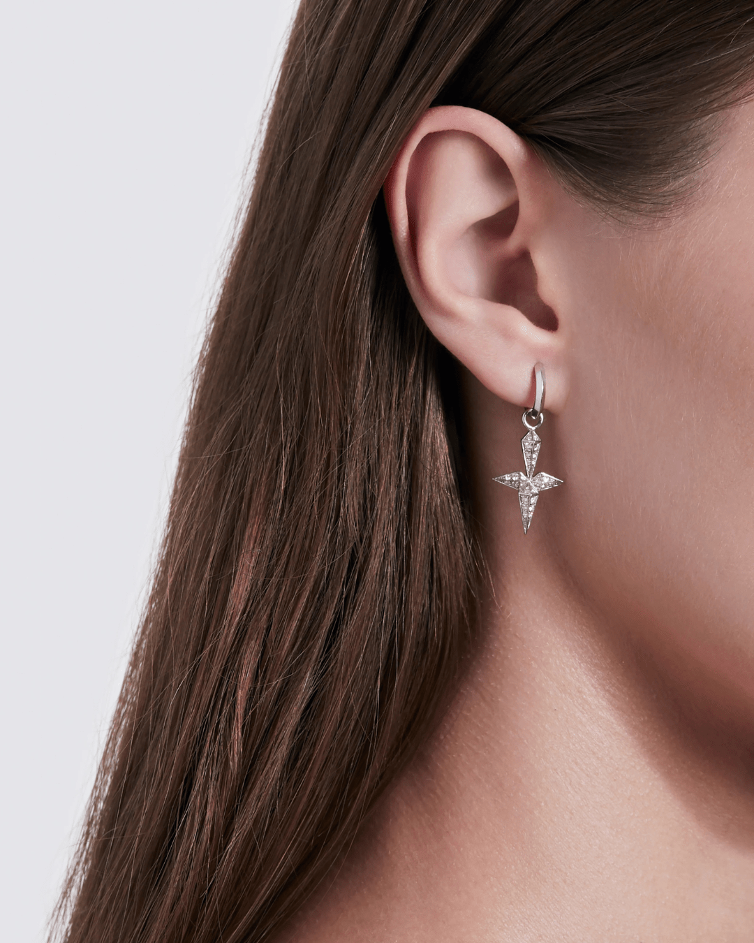 Créole Rockaway croix - Argent & diamants - Statement - Design Contemporain - Maison Caldeira