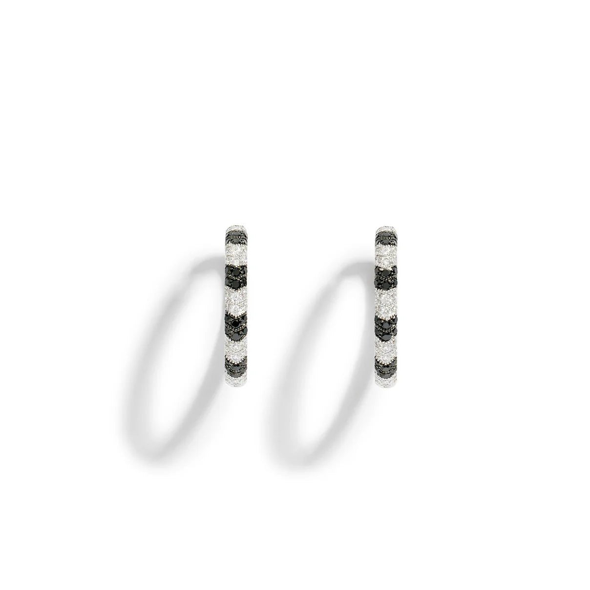 Créoles Reptile - Diamants Blancs et Noirs & Or blanc - Statement - Design Contemporain - Maison Caldeira