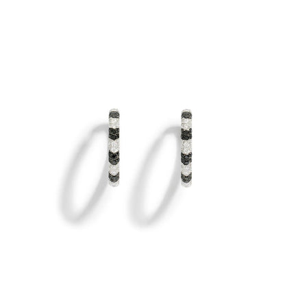 Créoles Reptile - Diamants Blancs et Noirs & Or blanc - Statement - Design Contemporain - Maison Caldeira