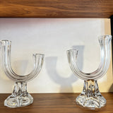 Ensemble de bougeoirs vintage en cristal de Lorraine - Maison Caldeira