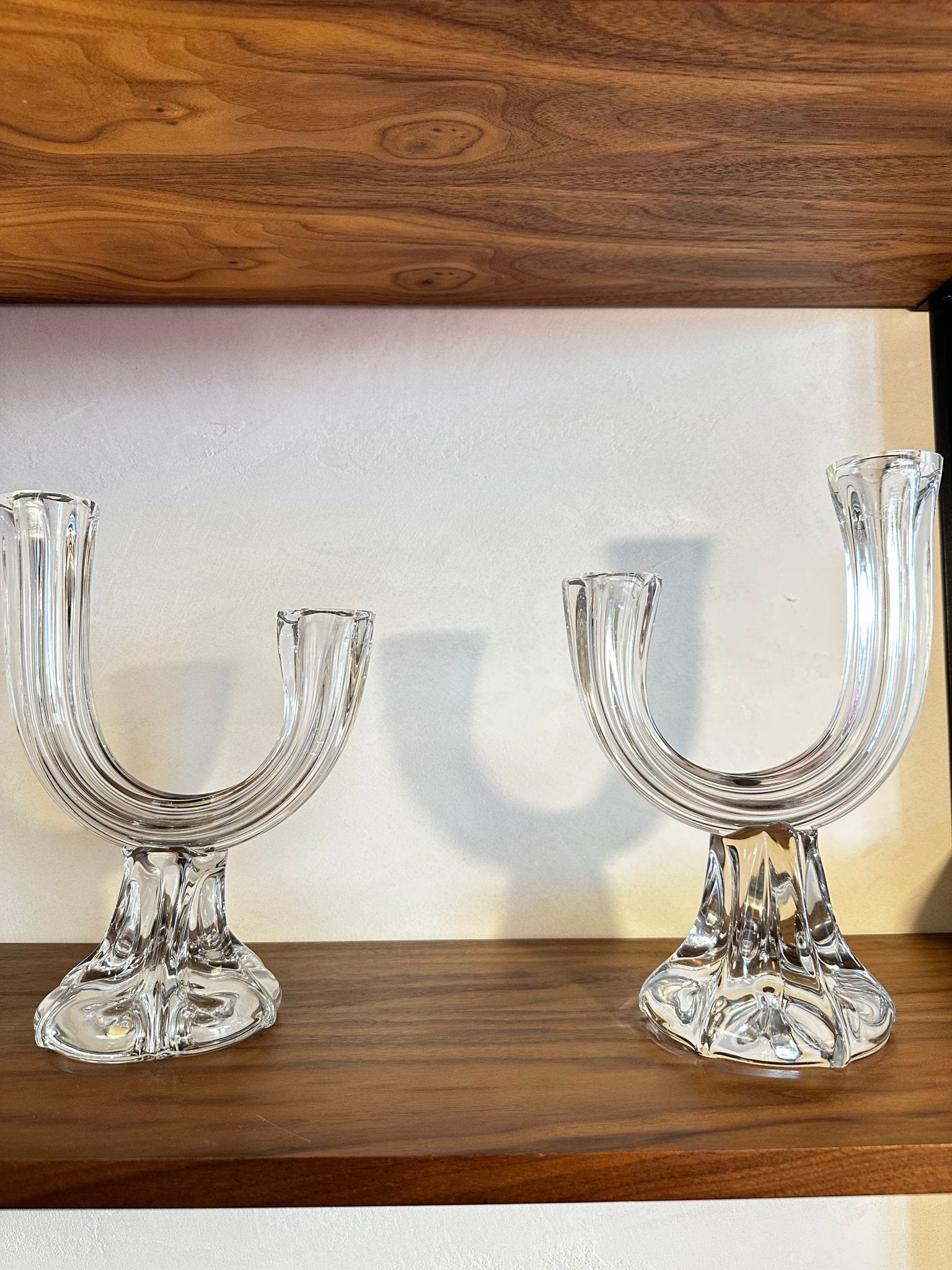 Ensemble de bougeoirs vintage en cristal de Lorraine - Maison Caldeira