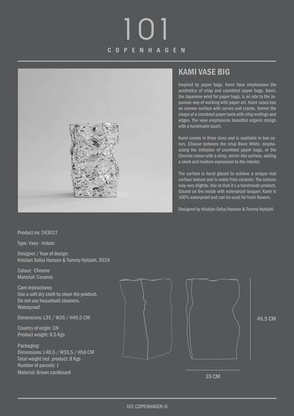 Grand vase Kami - Chrome - 101 copenhagen - Scandinave - Maison Caldeira