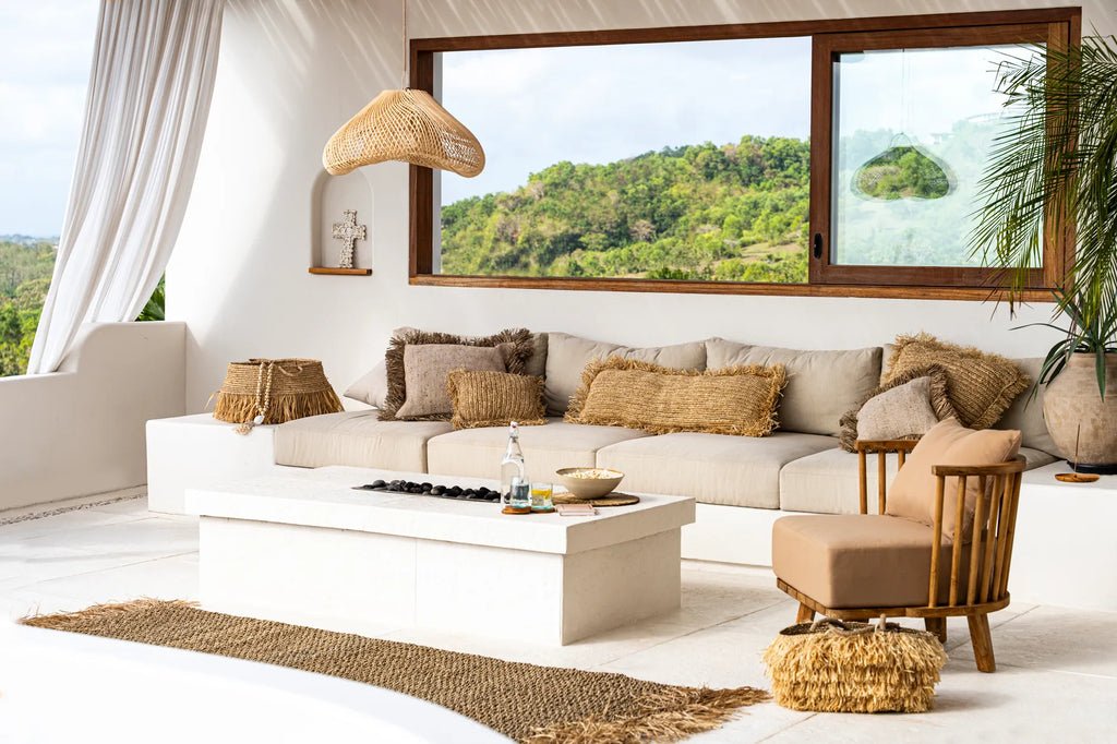 La housse de coussin rectangulaire en raphia - naturelle - 35x100 - Bazar Bizar - Méditerranée - Maison Caldeira