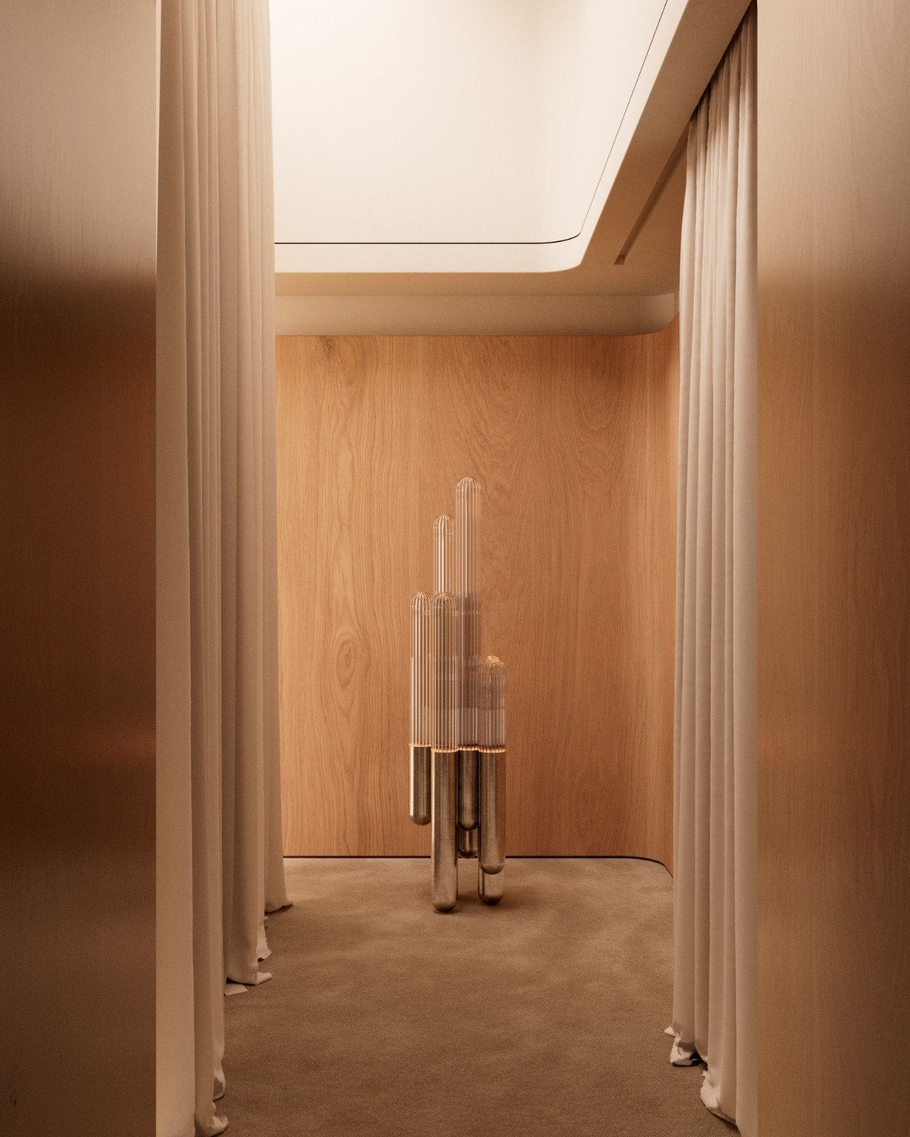 Grand lampadaire design Cactus en métal  chromé par Mickael Koska