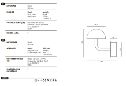 Lampe murale Dussa - Pepe Fornas - Caldeira