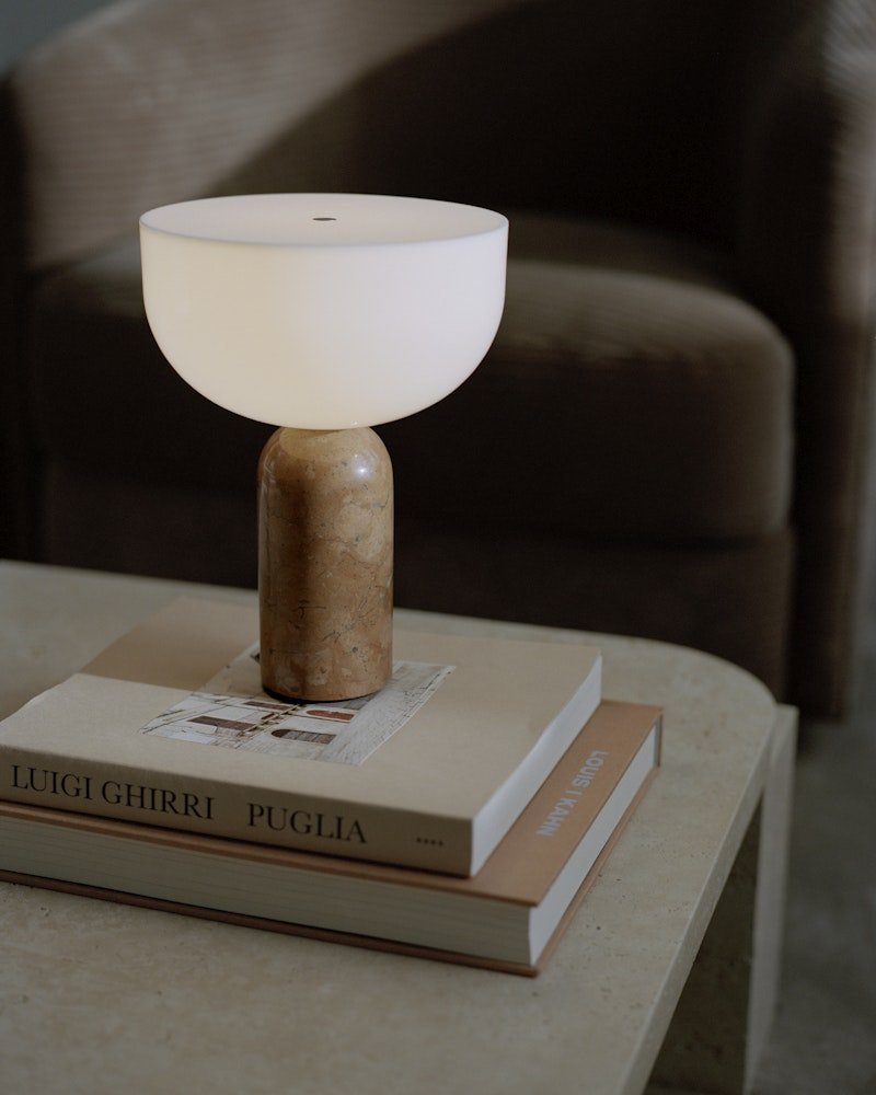 Lampe sans fil Kizu x marbre Breccia Pernice - New works - Design Contemporain - Maison Caldeira