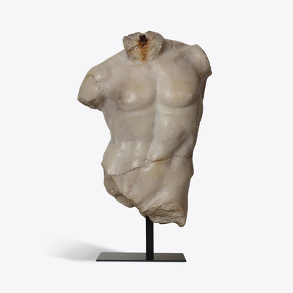 Large Maximillian Torso – Sculpture Homme Classique en Résine effet Plâtre Antique - Caldeira