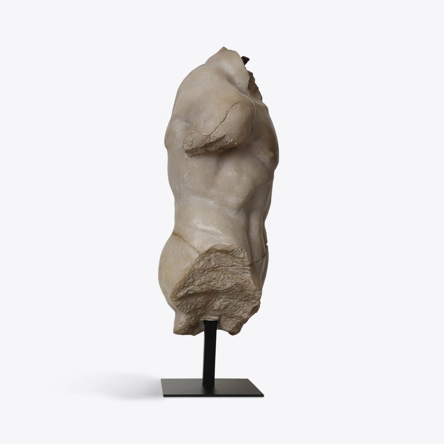 Large Maximillian Torso – Sculpture Homme Classique en Résine effet Plâtre Antique - Caldeira