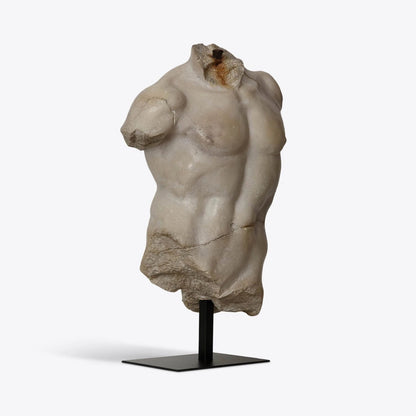 Large Maximillian Torso – Sculpture Homme Classique en Résine effet Plâtre Antique - Caldeira