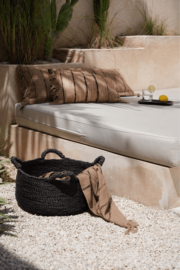 Le plaid "s'il vous plaît" - beige noir - Maison Caldeira