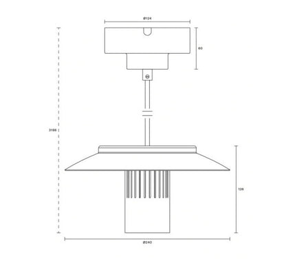 Détail du dessin design minimaliste de la suspension Lille 24 Pholc en vert