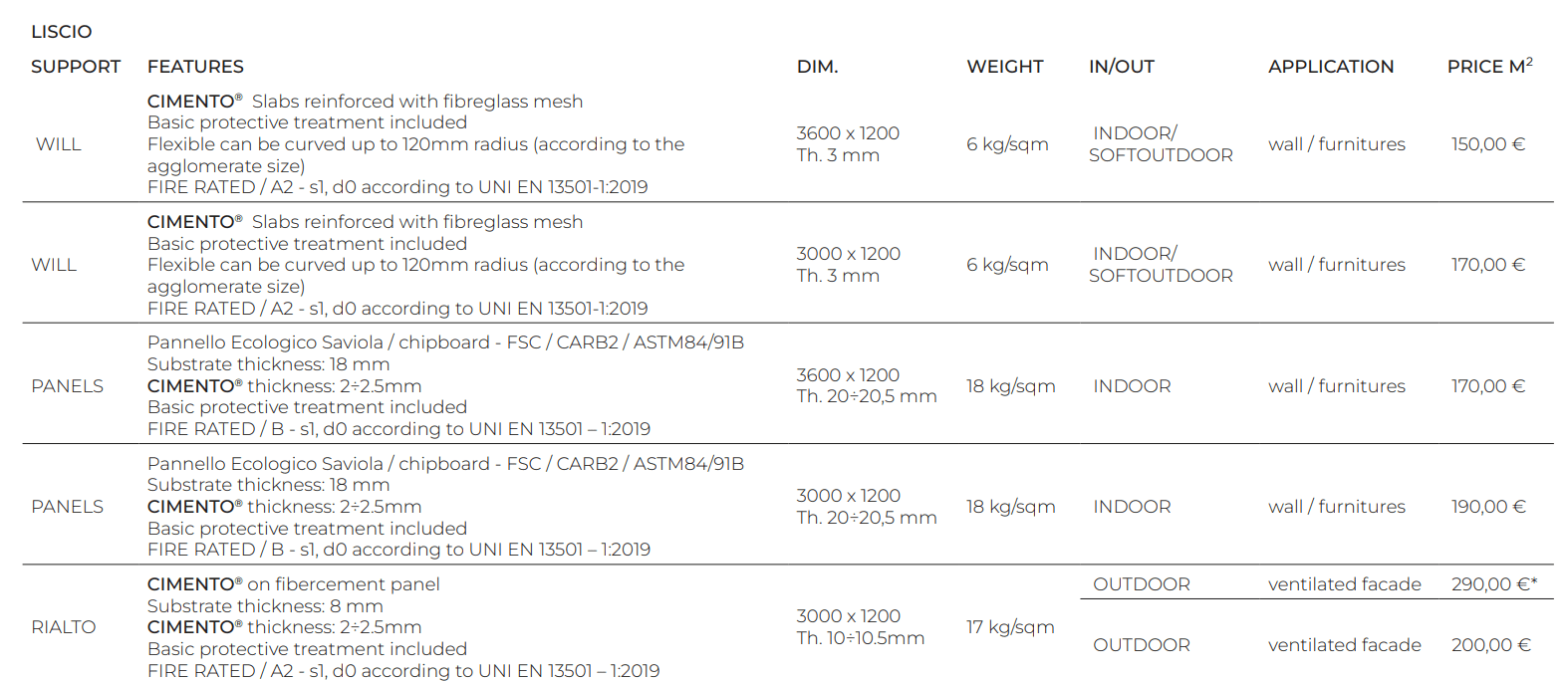 Liscio - Revêtement mural effet béton lisse - Caldeira