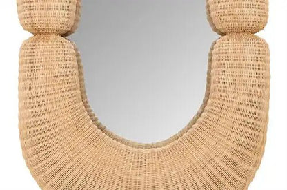 Miroir en rotin sculptural « Loop » L - Caldeira