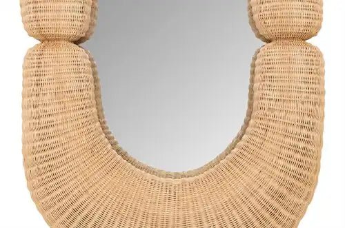 Miroir en rotin sculptural « Loop » L - Caldeira