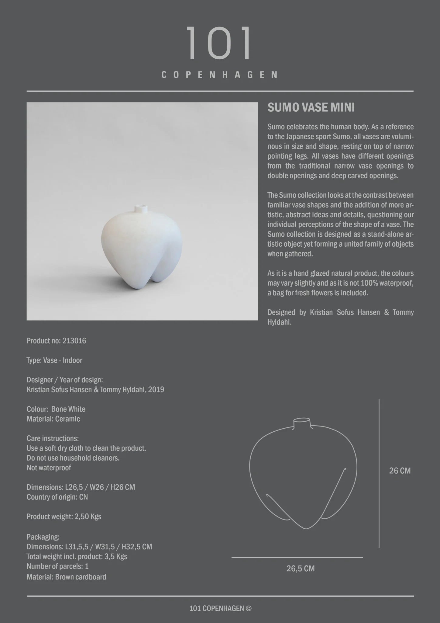 Moyen vase Sumo - Blanc - 101 copenhagen - Scandinave - Maison Caldeira