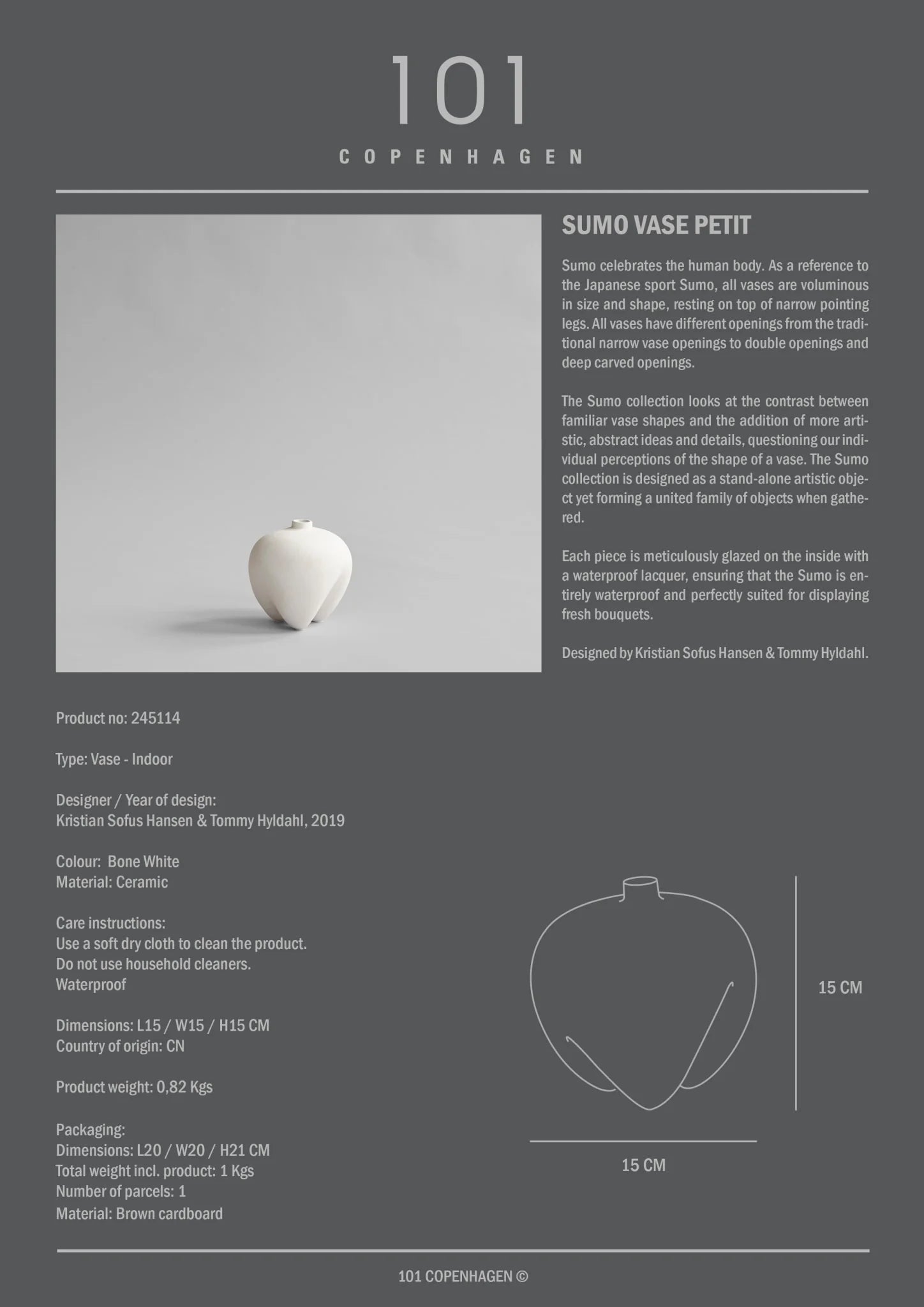 Petit vase Sumo - Blanc - 101 copenhagen - Scandinave - Maison Caldeira