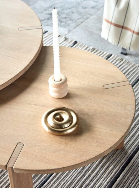 Porte-bougie Palloa bas OYOY, bougeoir design scandinave en métal finition mate, Maison Caldeira