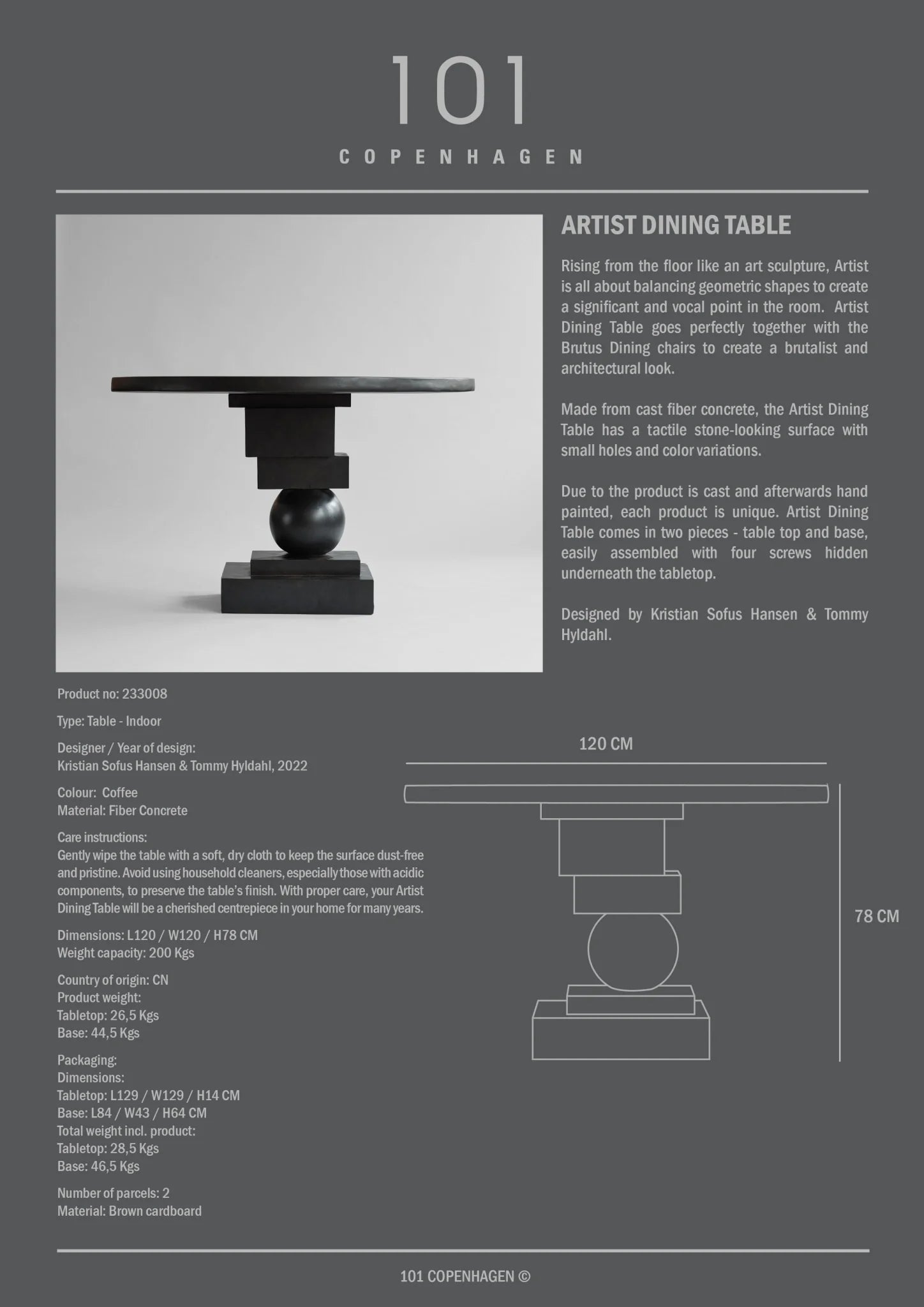 Table à manger Artist - Noir - 101 copenhagen - Scandinave - Maison Caldeira