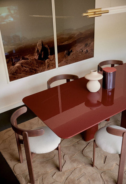 Table A Manger Rectangulaire Joe - Bois Laqué Bordeaux - Maison Caldeira