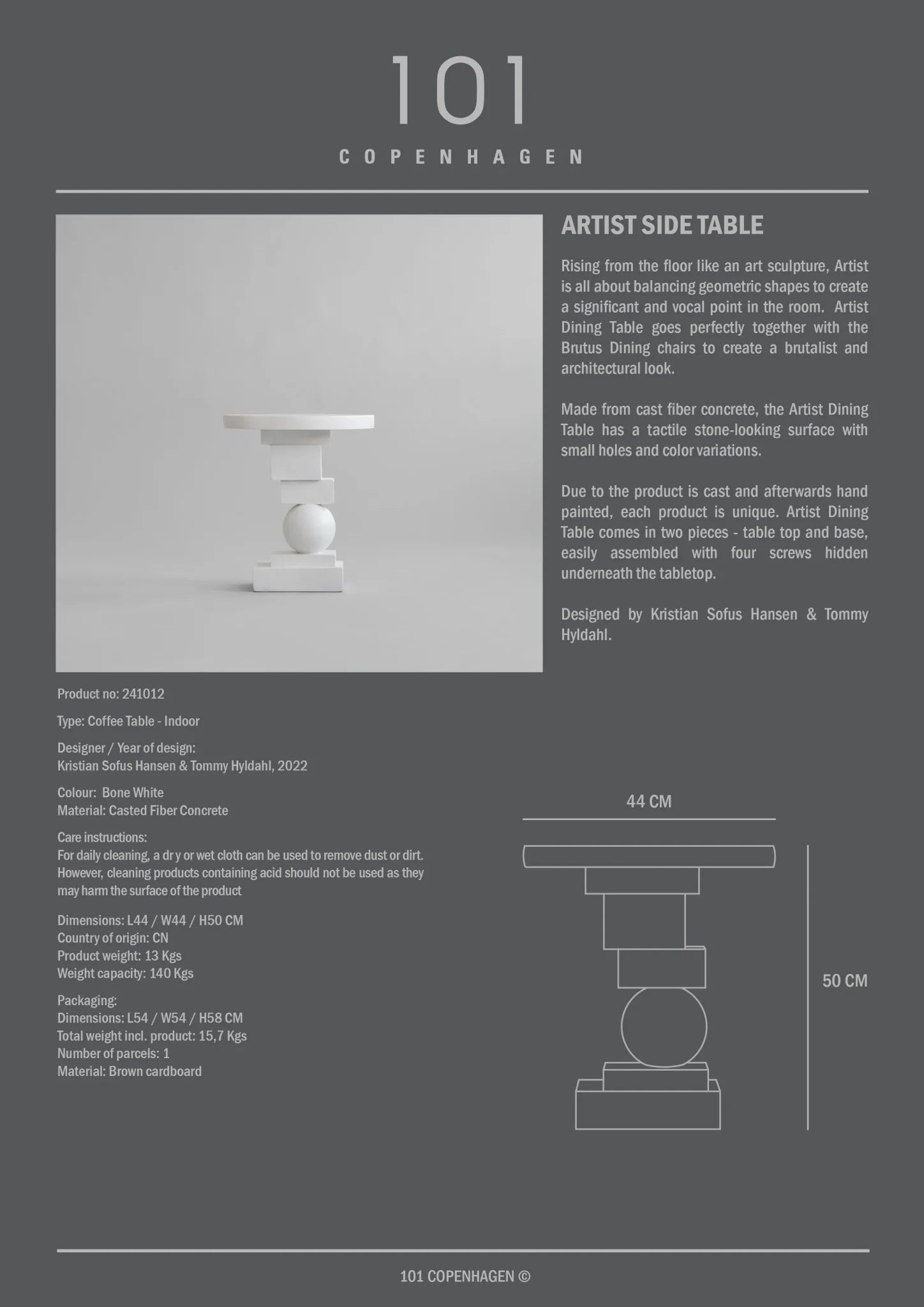 Table d'appoint Artist - Blanc - 101 copenhagen - Scandinave - Maison Caldeira