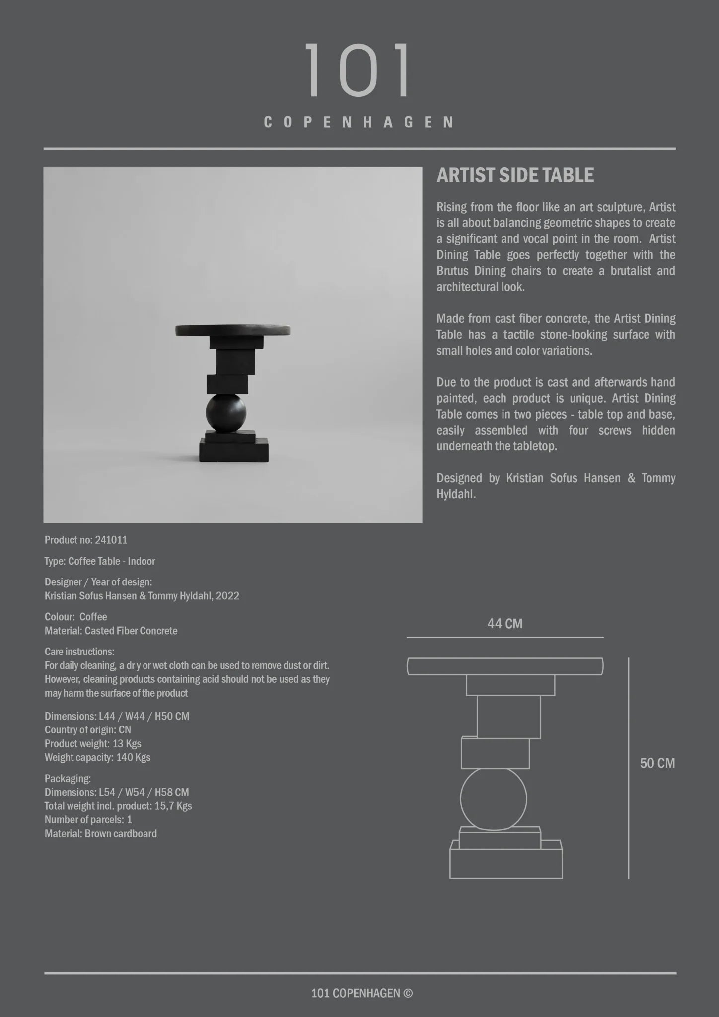 Table d'appoint Artist - Noir - 101 copenhagen - Scandinave - Maison Caldeira