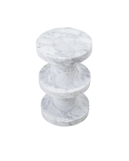 Table d'appoint River- Marbre - Pure White Lines - Design Contemporain - Maison Caldeira