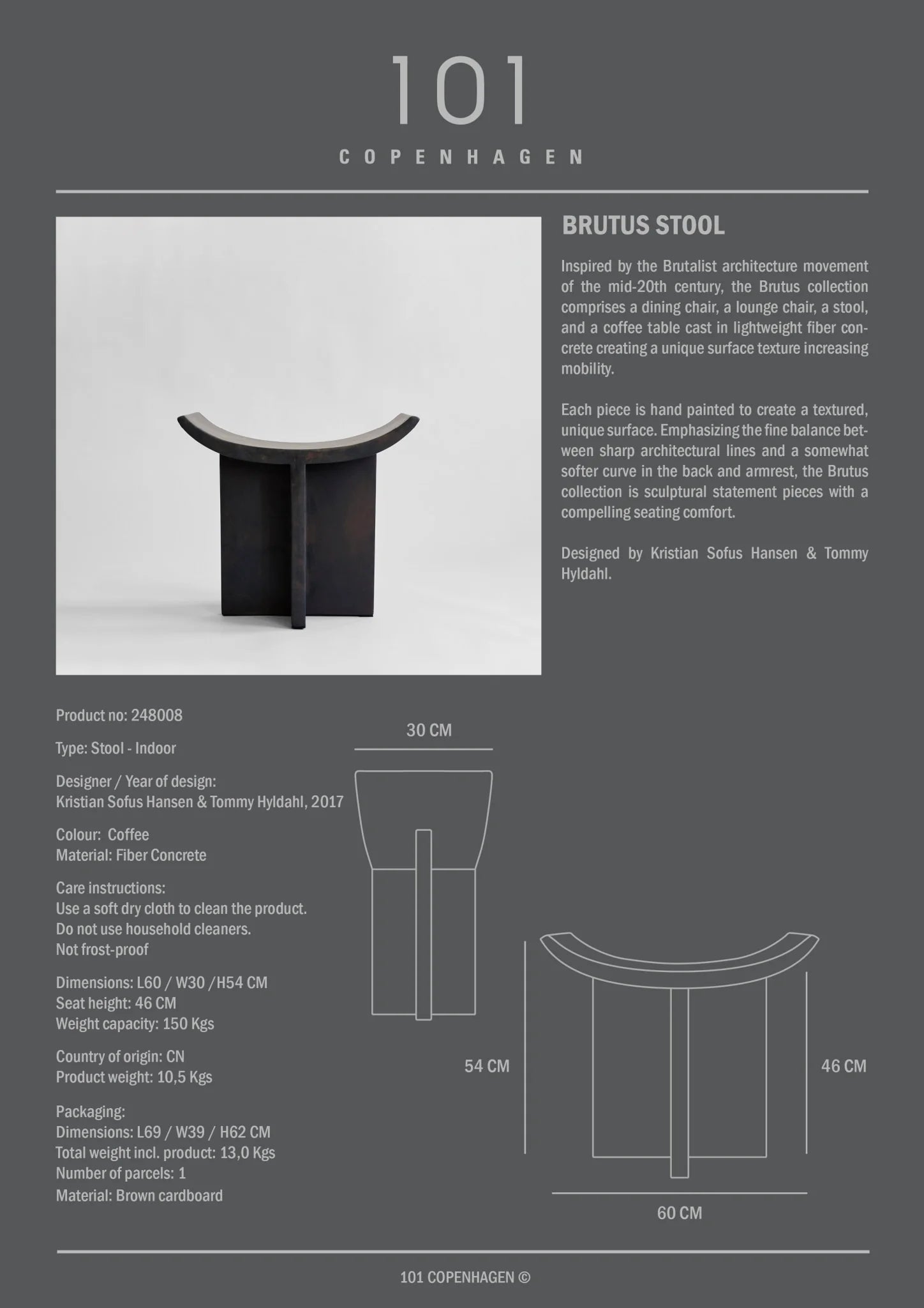 Tabouret Brutus - Coffee - Maison Caldeira