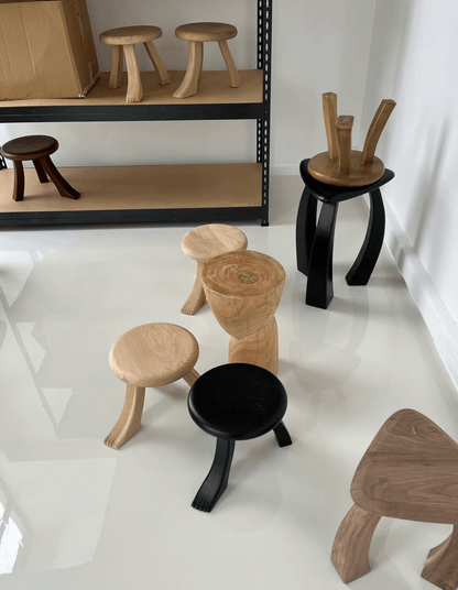 Tabouret Foot Stool en Châtaignier Massif - noir - Projects123A - Méditerranée - Maison Caldeira
