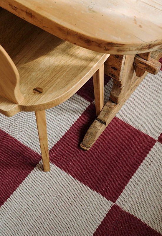 Tapis Chess Wool - Bordeaux - Layered - Scandinave - Maison Caldeira
