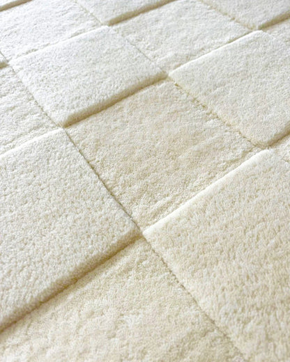 Tapis Damier Blanc Écru 170 x 240 cm - Maison Caldeira