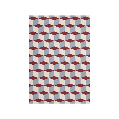 Tapis Illusion - Bordeaux et bleu gris - Layered - Scandinave - Maison Caldeira