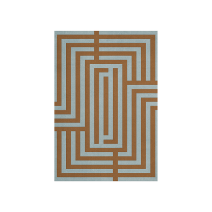 Tapis Letters - Ambre et bleu gris - Layered - Scandinave - Maison Caldeira
