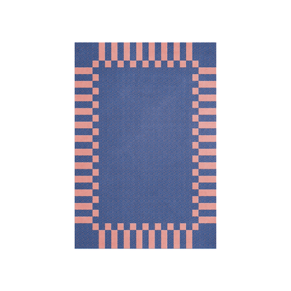 Tapis Teklan - Saumon et Bleu - Layered - Scandinave - Maison Caldeira