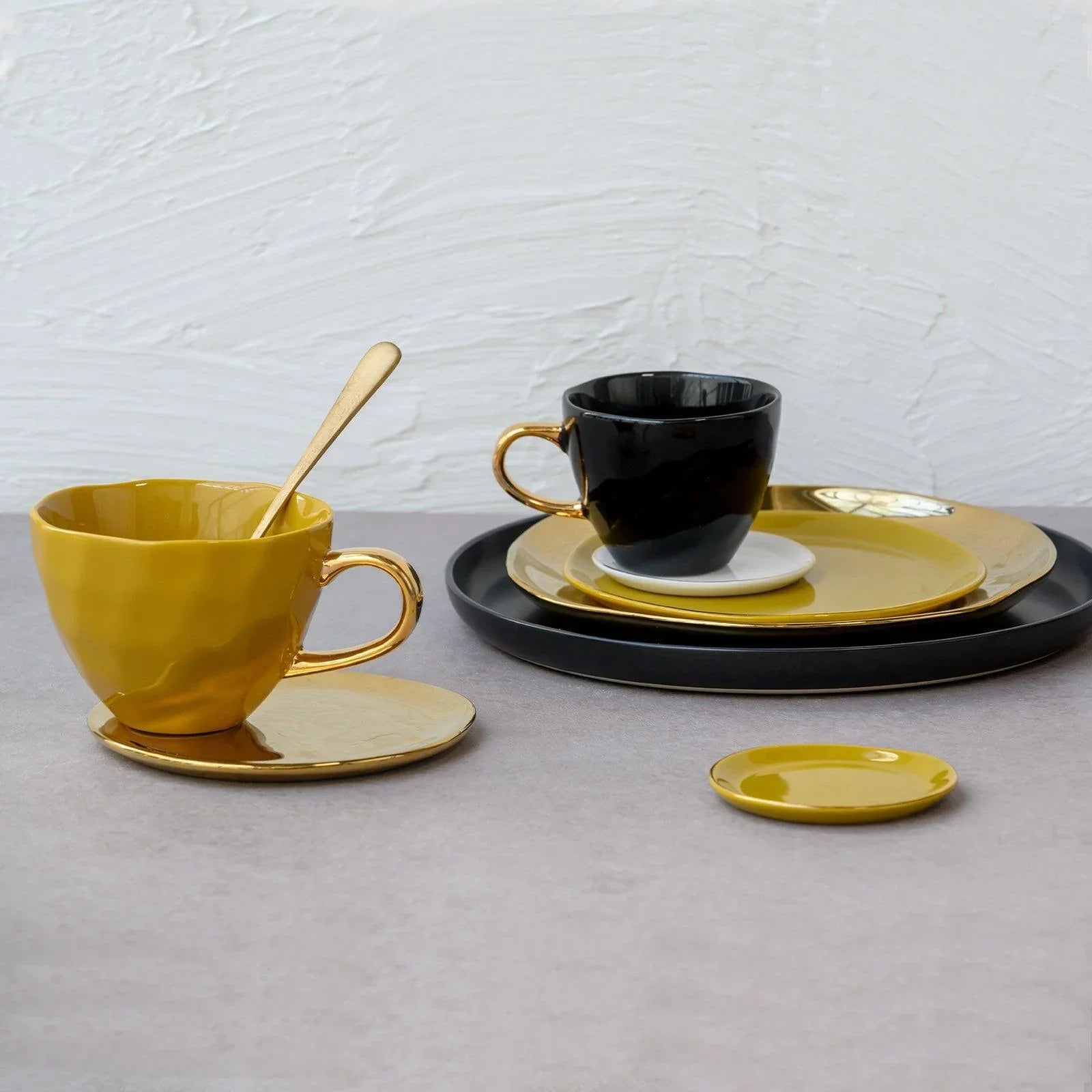 Tasse à café Bonjour Ø8 cm - Noir (lot de 4) - Caldeira
