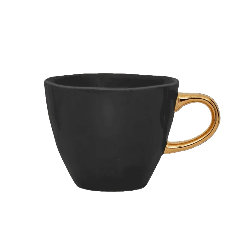 Tasse à café Bonjour Ø8 cm - Noir (lot de 4) - Caldeira