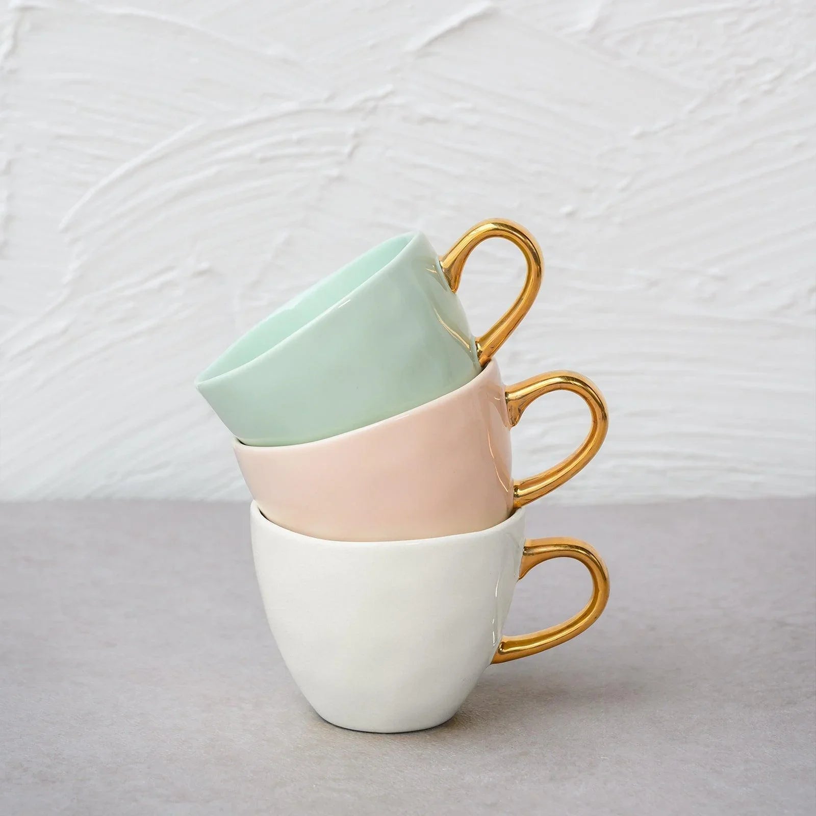 Tasse à café Bonjour Ø8 cm - Vieux rose (lot de 4) - Caldeira