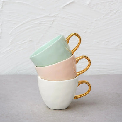 Tasse à café Bonjour Ø8 cm - Vieux rose (lot de 4) - Caldeira